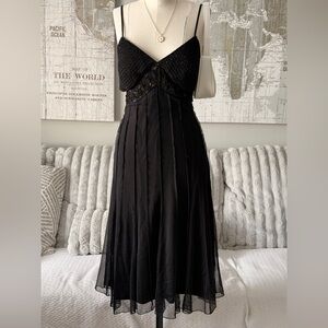 Ice Black Midi Dress with Lace Detail